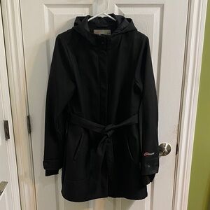 Cloudveil Trench Hooded Jacket Women's Medium Black Full Zip Pockets Fall Spring